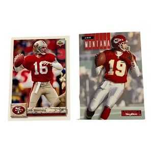 Vintage Joe Montana Lot 2 Football Cards Chiefs / 49ers